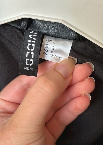 H&M H&M hiç kullanmadım Düğmeli Siyah Deri Biker Ceket