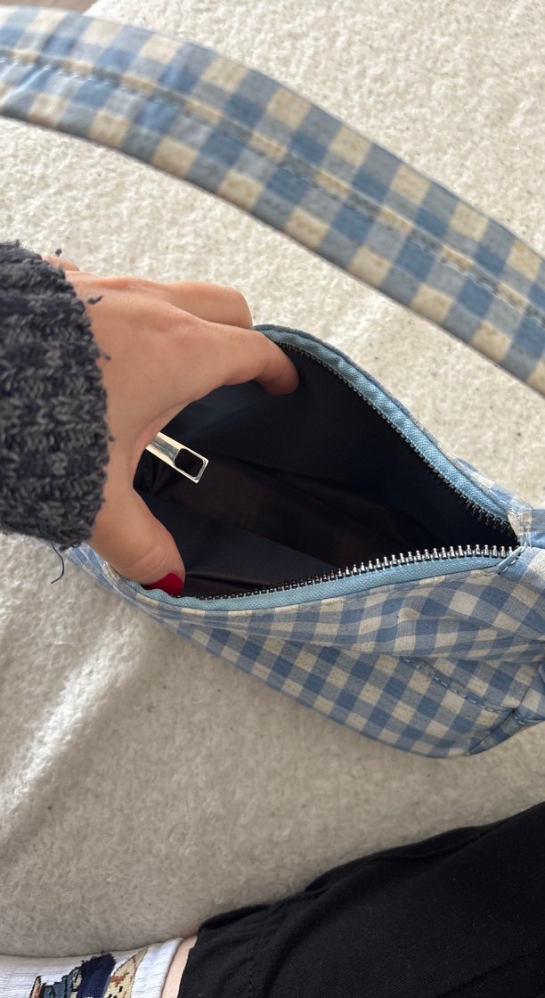 Mavi Kareli Tokalı Kadın Çantası - Görsel 3