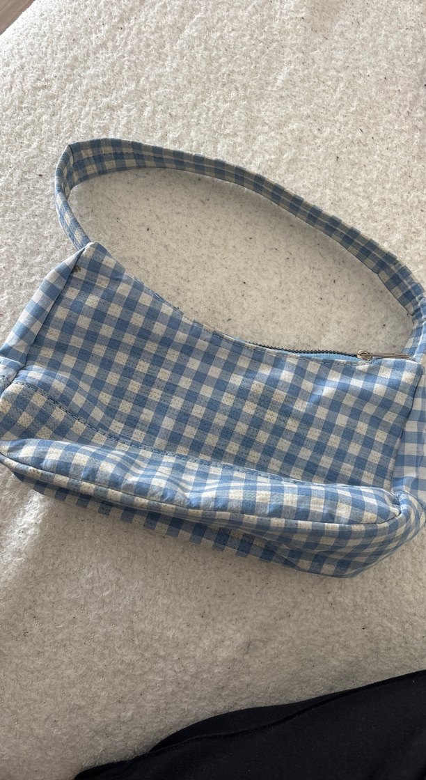 Mavi Kareli Tokalı Kadın Çantası - Görsel 2