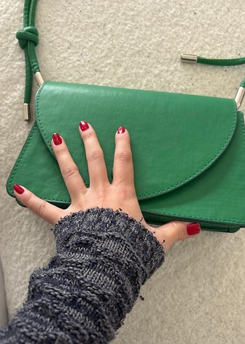 Yeşil Deri Kadın Çanta - Görsel 5