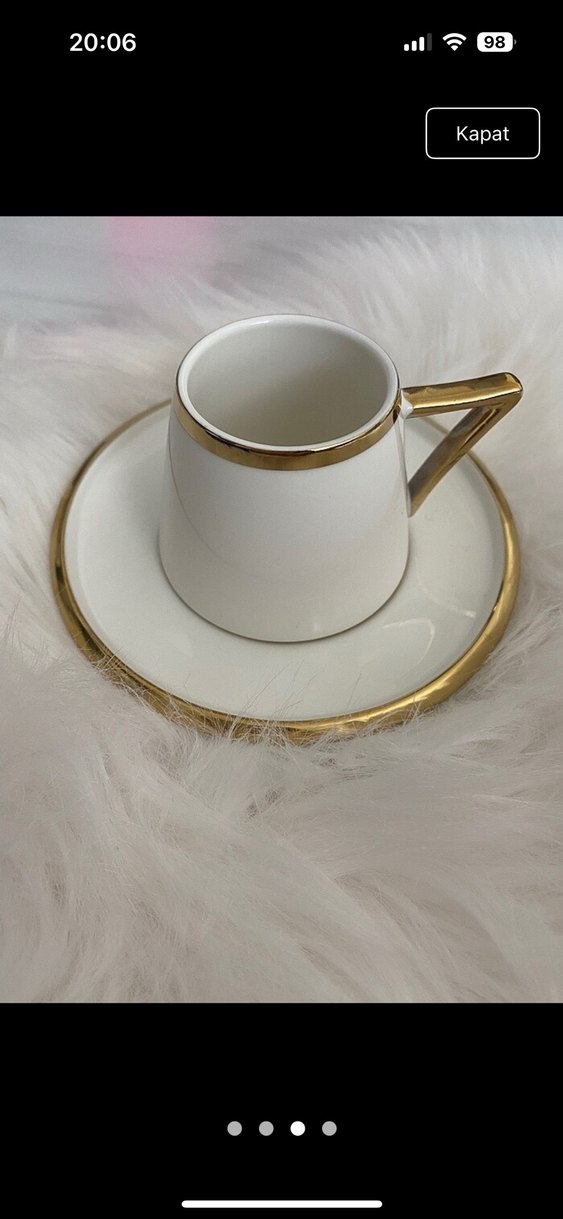 Beyaz Altın Kenarlı 2'li Kahve Fincanı Seti - Görsel 3