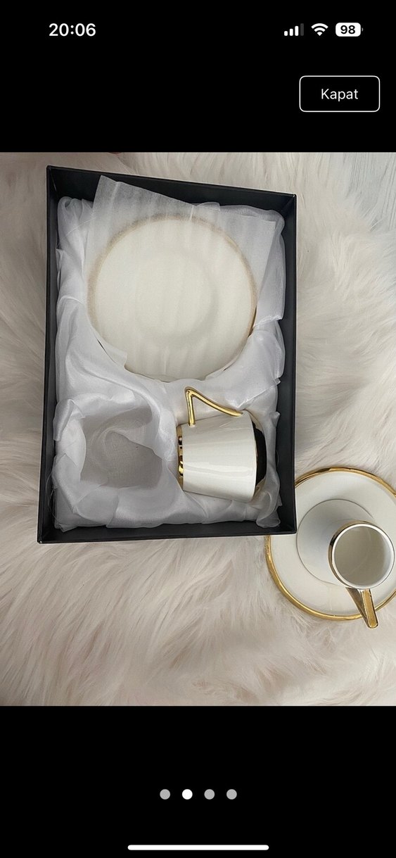 Beyaz Altın Kenarlı 2'li Kahve Fincanı Seti - Görsel 2