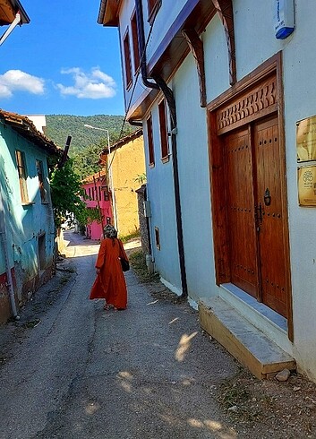 Turuncu Tesettür Elbise 
