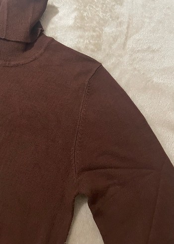 xs Beden Kadın Kahverengi Boğazlı Triko Kazak