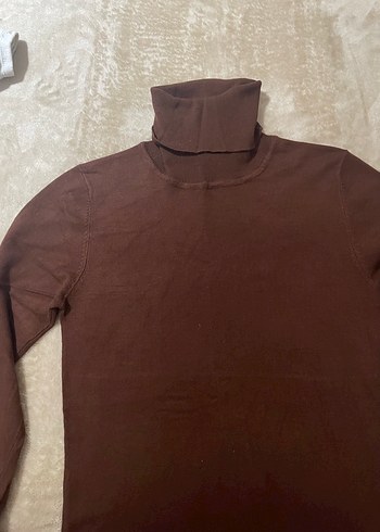 Stradivarius Kadın Kahverengi Boğazlı Triko Kazak