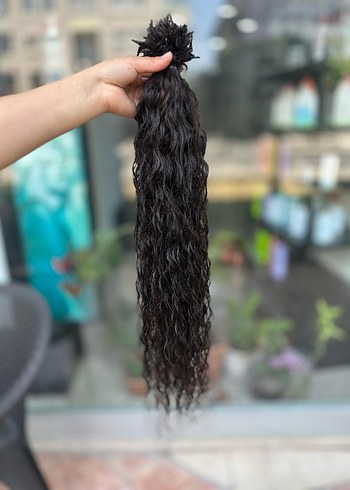 Gerçek doğal orjinal saç 300 adet 85 cm lik kıvırcık saç - Görsel 6