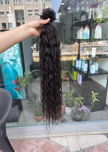 Gerçek doğal orjinal saç 300 adet 85 cm lik kıvırcık saç - Görsel 5