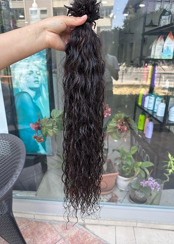 Gerçek doğal orjinal saç 300 adet 85 cm lik kıvırcık saç - Görsel 7