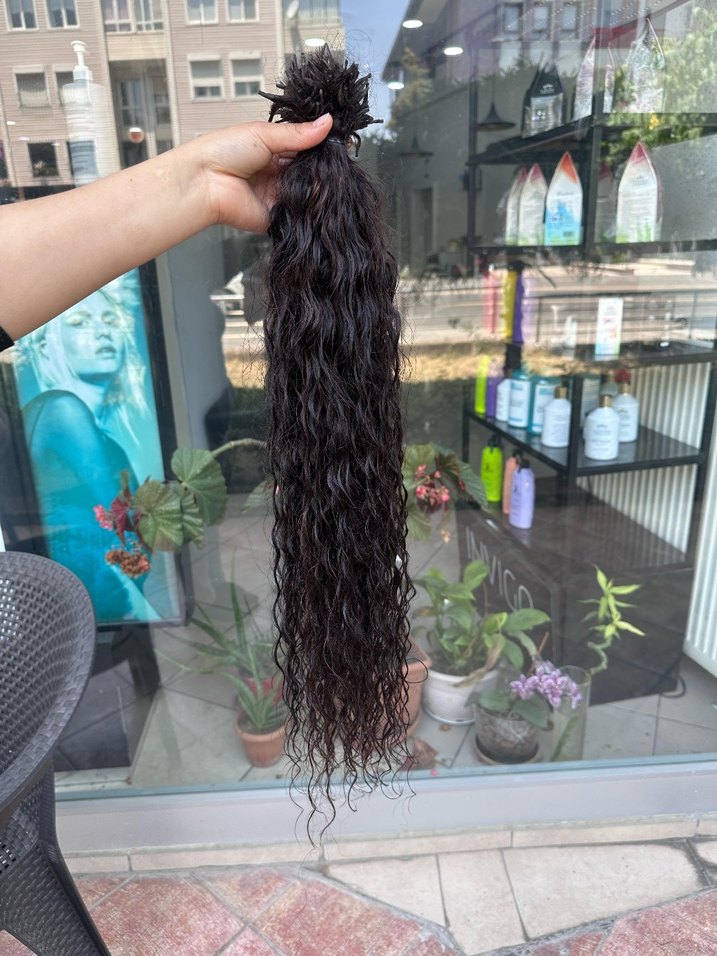 Gerçek doğal orjinal saç 300 adet 85 cm lik kıvırcık saç - Görsel 5