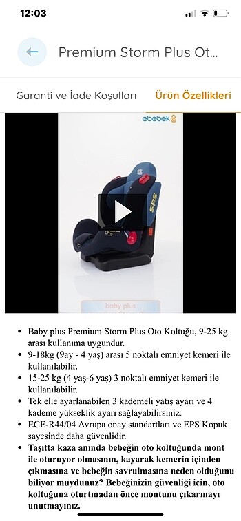 Diğer Beden bordo Renk Baby plus premium storm plus oto koltuğu