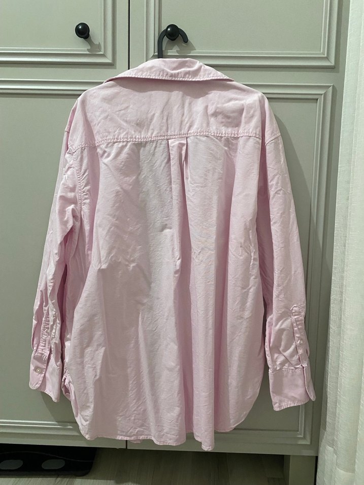 Pembe Düğmeli Keten Kadın Gömlek H&M - Görsel 2