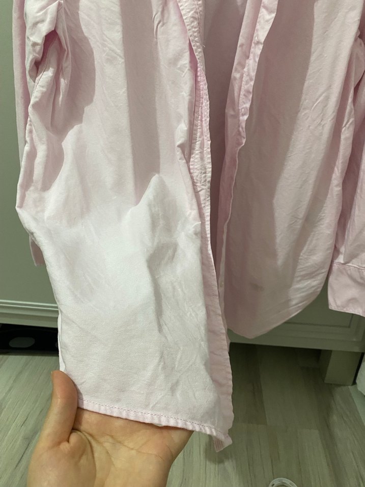Pembe Düğmeli Keten Kadın Gömlek H&M - Görsel 3