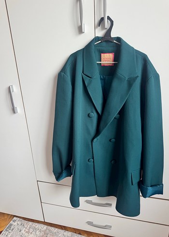 Zara Petrol Yesili Oversize Cift Sirali Blazer