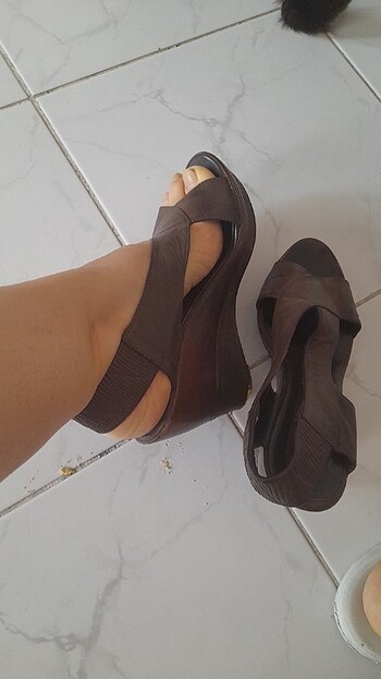38 Beden kahverengi Renk Yazlık 38 numara topuklu sandalet
