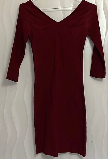 s Beden Bordo mini elbise