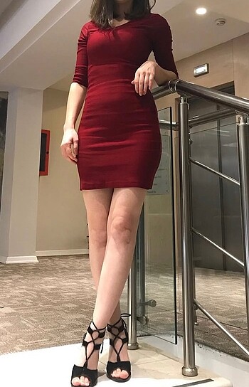 Bordo mini elbise