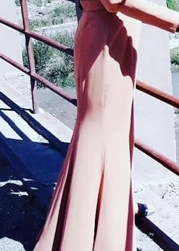 Uzun Kol Drapeli balık Camel Kadın abiye - Görsel 2