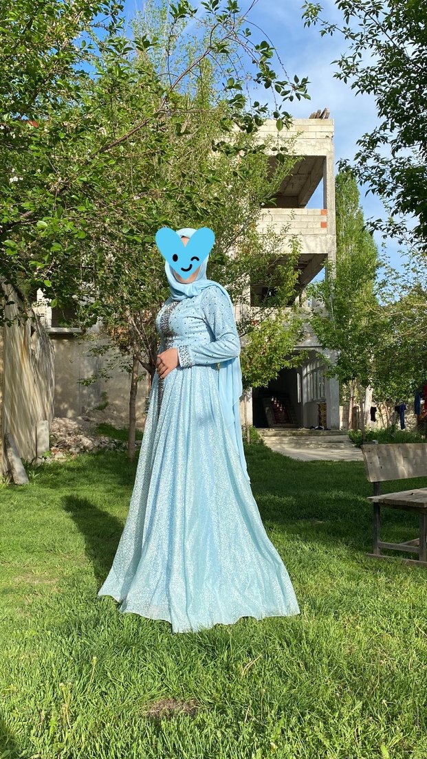 Mavi Bohem Uzun Kollu Uzun Abiye Elbise 38/40 - Görsel 2