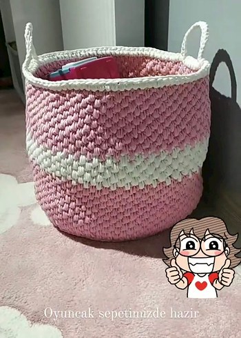 Pembe Örgü Sepet