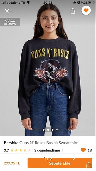 bershka guns n roses baskılı sweatshrit