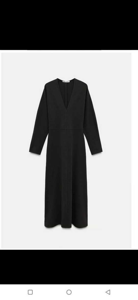 ZARA Siyah Midi Boy V Yakalı Elbise - Görsel 2