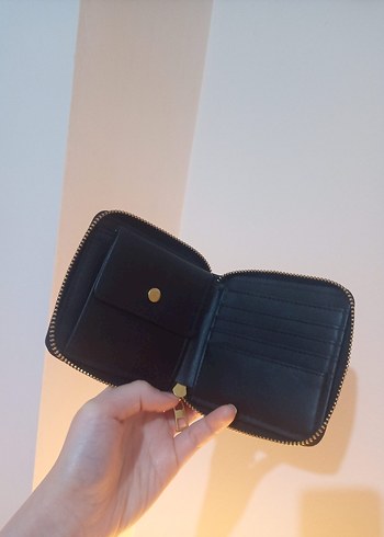 MANGO Siyah Deri Fermuarlı Kadın Cüzdanı - Görsel 3