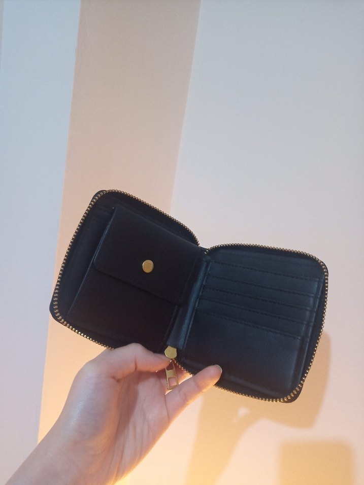 MANGO Siyah Deri Fermuarlı Kadın Cüzdanı - Görsel 3