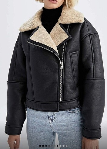 Oversize deri içi yünlü ceket