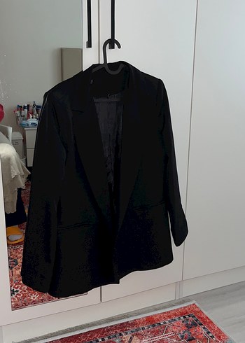 Siyah Kadın Düğmeli Ofis Blazeri - Görsel 2