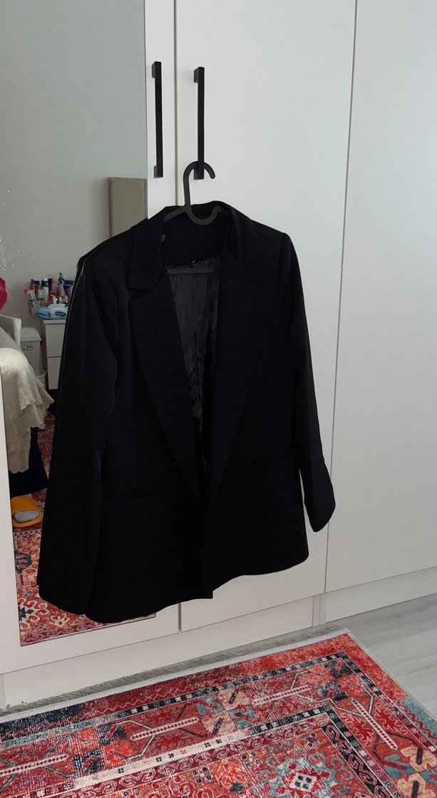 Siyah Kadın Düğmeli Ofis Blazeri - Görsel 2