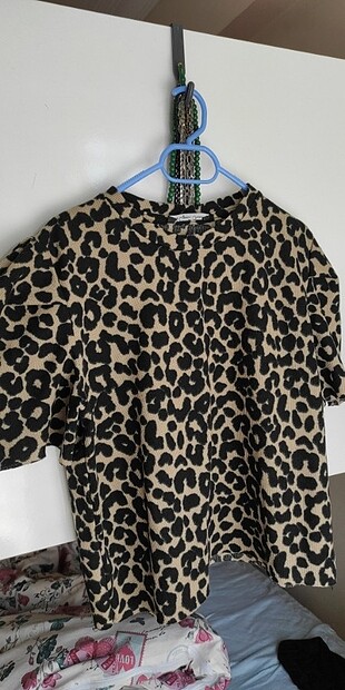 Leopar desen triko bluz
