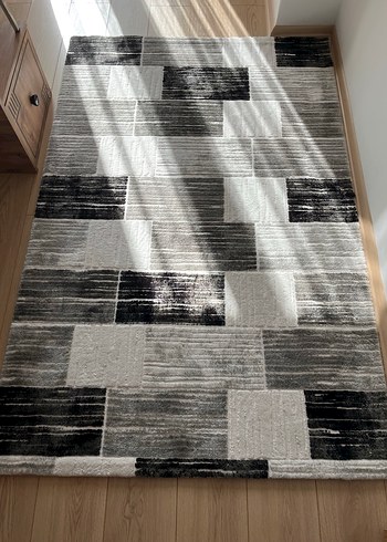 Gri siyah beyaz Kareli Modern Halı