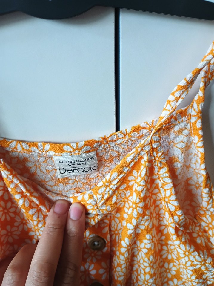 Kızlar için Düğmeli Turuncu Tulum - Görsel 2