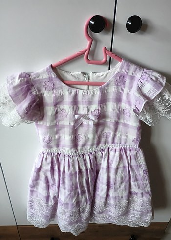 Kız Çocuk Lila Dantelli Bohem Elbise - Görsel 2