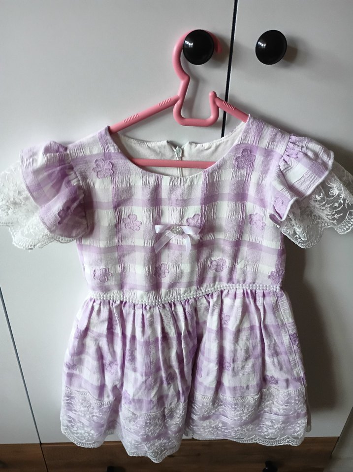 Kız Çocuk Lila Dantelli Bohem Elbise - Görsel 2