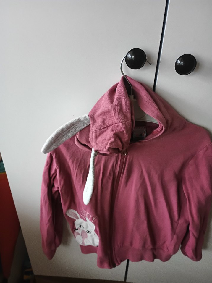 Kızlar için Kapüşonlu Fermuarlı Pembe Sweatshirt - Görsel 2