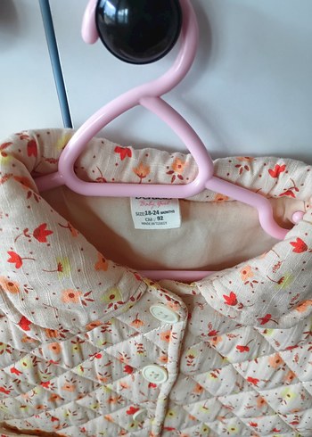 Bej Pamuklu Kız Çocuk Düğmeli Mont - Görsel 2