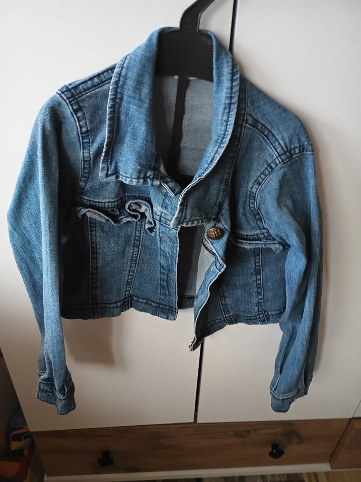 Düğmeli Mavi Kısa Kesim Kadın Kot Ceket - Görsel 2