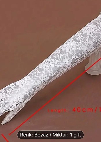 Dantel Beyaz Kadın Eldiven - Görsel 3