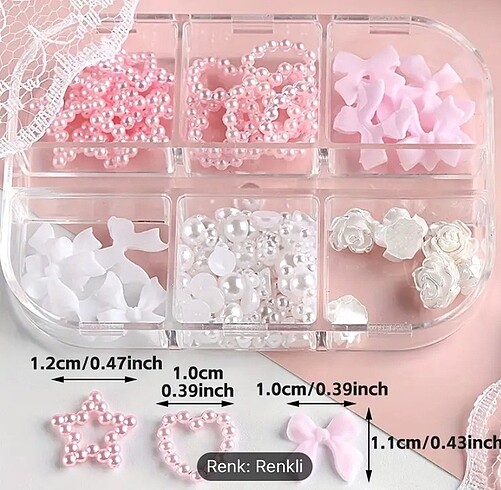  Beden Renk 3D Charm Tırnak süsü