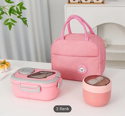 ÜÇLÜ PEMBE YEMEK SETİ