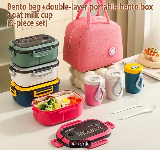  Beden ÜÇLÜ PEMBE YEMEK SETİ