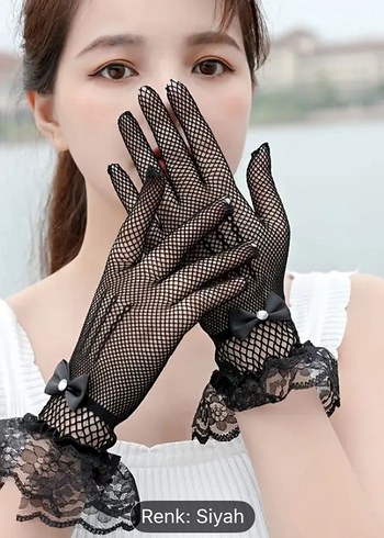 Zara Dantel Detaylı Siyah Gotik Eldiven