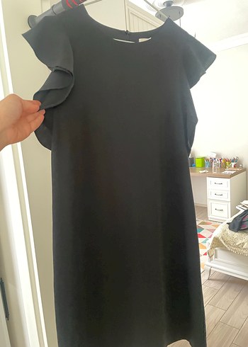 Siyah Kadın Elbise Ruffle Detaylı - Görsel 2