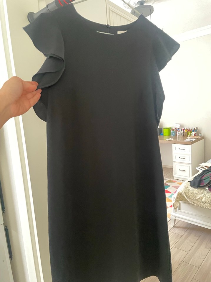 Siyah Kadın Elbise Ruffle Detaylı - Görsel 2