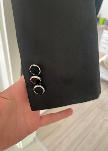 Düğmeli Siyah Erkek çocuk takım elbise - Görsel 5