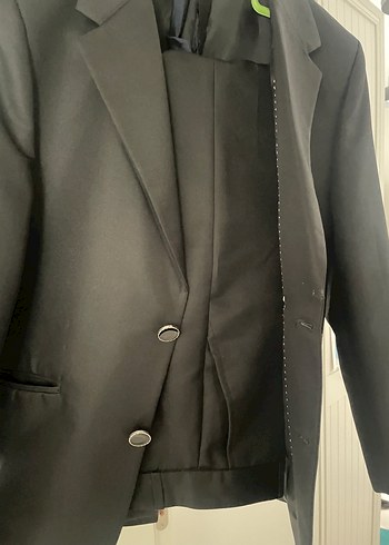 Düğmeli Siyah Erkek çocuk takım elbise - Görsel 3