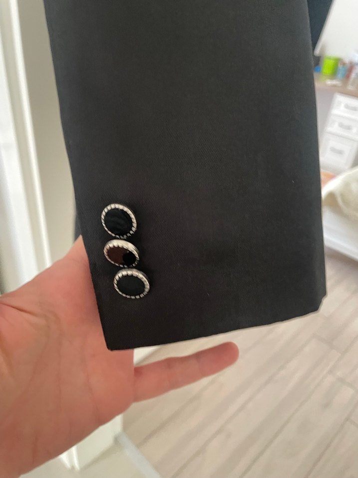 Düğmeli Siyah Erkek çocuk takım elbise - Görsel 5