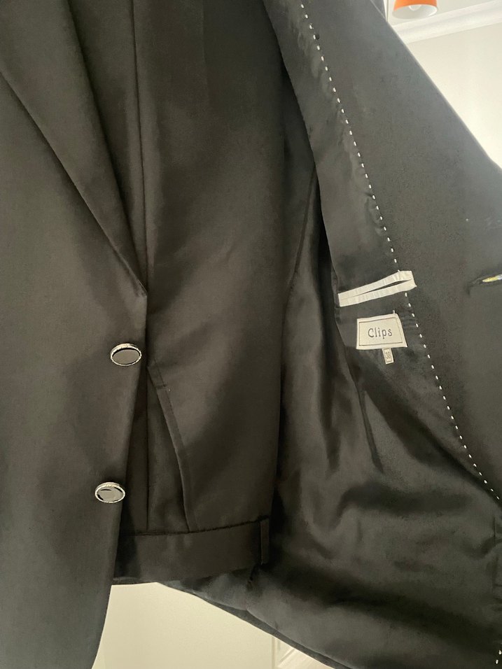 Düğmeli Siyah Erkek çocuk takım elbise - Görsel 4