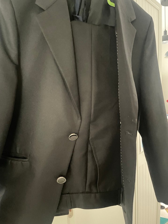 Düğmeli Siyah Erkek çocuk takım elbise - Görsel 3